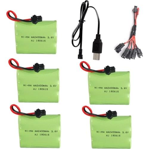3.6V 2400mAh ni-mh Rechargeable Battery and Charger for RC Car RC Boat Parts 3.6v bateria pack AA Size SM plug