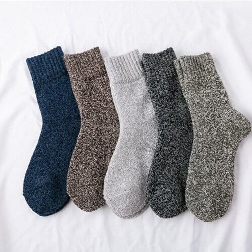 5 Pair/Lot Men Wool Socks Thicken Business Calcetines Hombre Thick Socks Winter Warm Long Socks Male High Quality