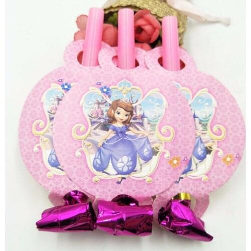 6pcs/set Sofia blowouts Cartoon theme Disposable Children Birthday Party Supplies Baby happy Birthday Party Decoration Event toy