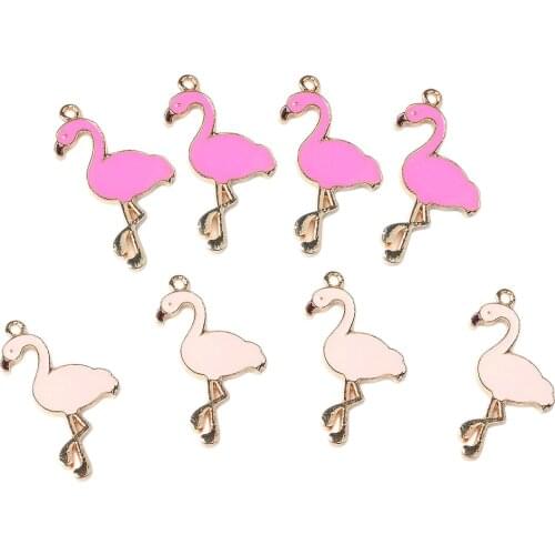 8x Alloy Flamingo Shape Charms Pendants for DIY Bracelet Earrings Necklace