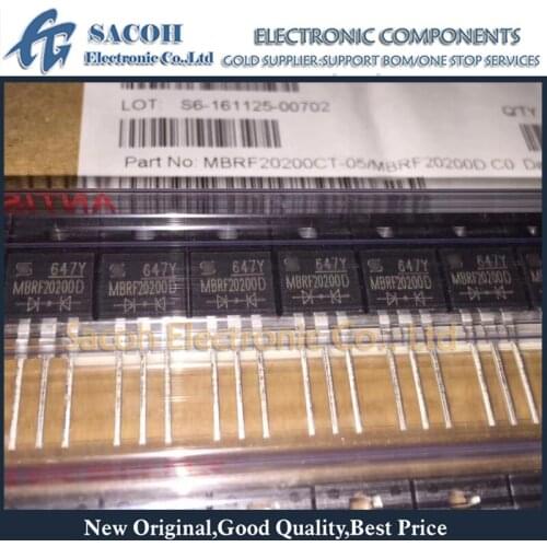 Free Shipping 10Pcs MBRF20200D MBRF20200CT MBRF20200 TO-220F 20A 200V Schottky Rectifier Diode