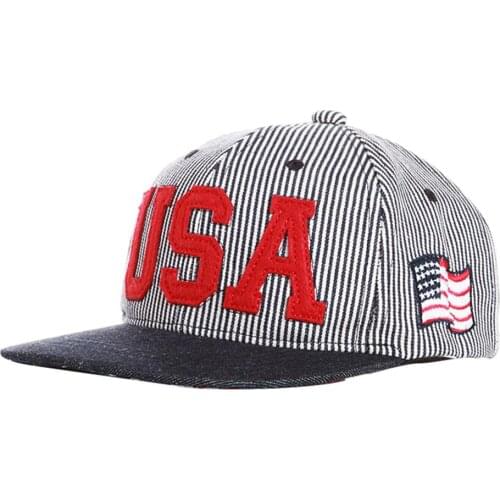 Childrens Flat Hat Baseball Cap American Flag Denim Striped Childrens Visor Outdoor Fashion Decorations