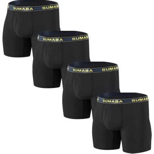 Men Boxer Underwear Bamboo Comfortable Sexy Cool Men Boxershorts Homme Panties New Black 4PCS/Lot For Man Family Underpants set