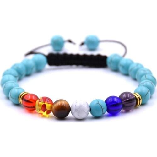 ASHMITA 2019 8MM Synthetic White Pine Seven Chakra Bracelet Man Fashion Women Gift For Girl Boy Beautiful Beads