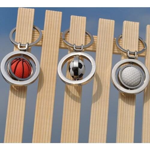 New Rotation Golf Basketball Football Keychain Fashion Sport Soccer Ball Key Chain Backpack Bag Pendant Jewelry For Sport Gift