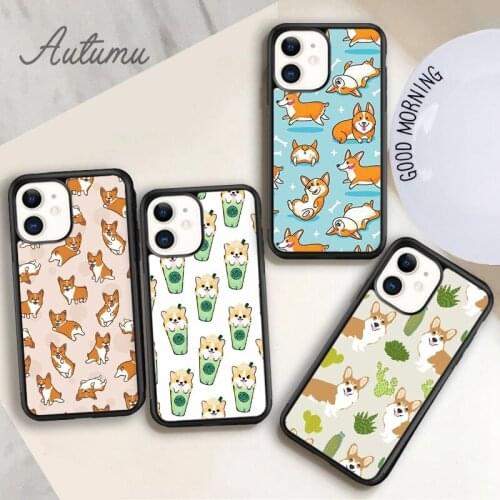 Cartoon Corgi Dog Phone Case for iPhone 11 12 Pro Max mini X XR XS SE 2020 5 6S 7 8 Plus Samsung Galaxy S8 S9 S10 Cover shell