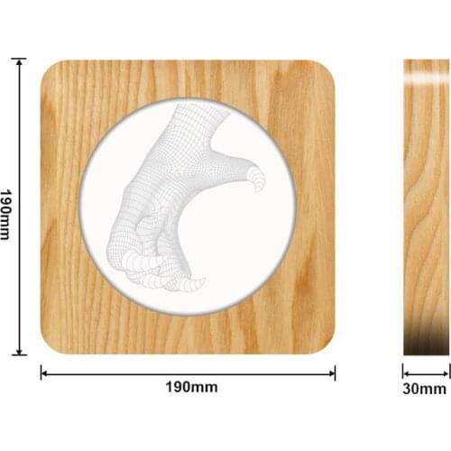 Dinosaur Claw Wooden 3D LED Arylic Night Lamp Table Light Switch Control Carving Lamp for Kids Birthday Party Gift Dropshipping