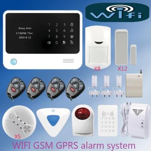 Gsm wifi burglar alarm APP control home alarm work with touch keypad arm/disarm gas detector smoke sensor signal repeapter