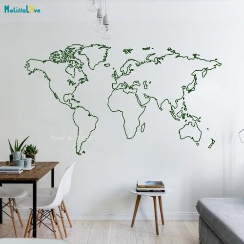 Map of The World Vinyl Wall Sticker Decals for Living Room Home Decoration Vinyl Simple Wallpaper Removable Large Murals YT2121