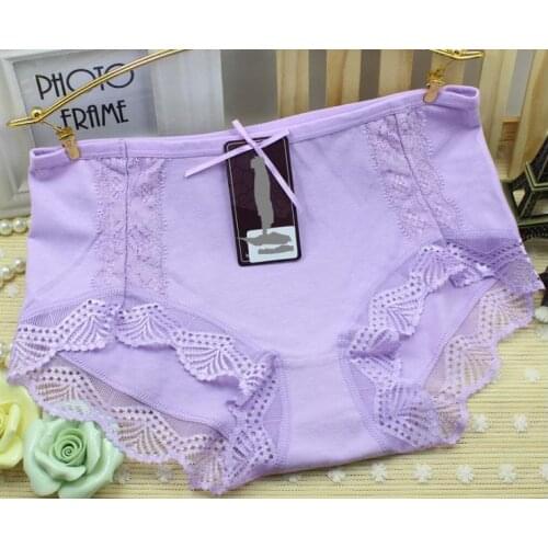 KJ19 High Quality Cotton Mid-waist women panties Solid Color Plus Size Sexy Bow Ladies Underwear