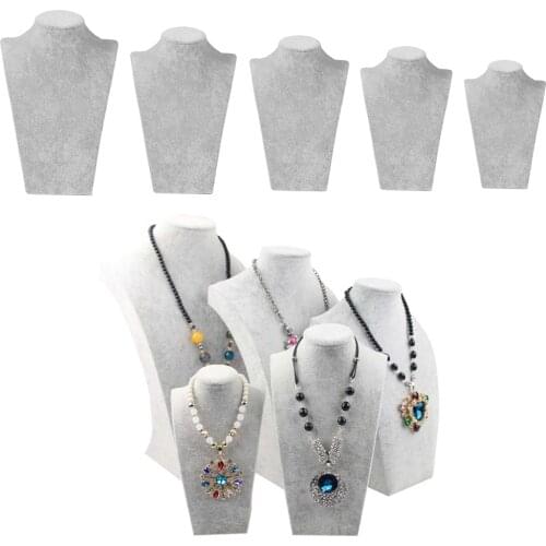 Grey Velvet Necklace Display Bust Stand Mannequin, Jewelry Display, Premium, 5