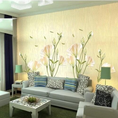 Stickers for skateboard Tv Wall Picture Stick Bedroom A Sitting Sofa Setting Stickers Restaurant Of The Head Bed Lily Landscape