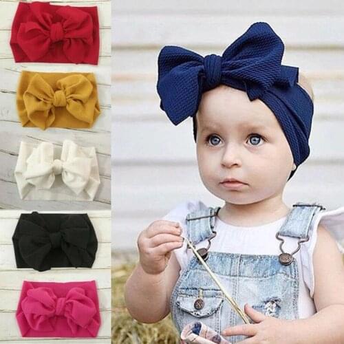 New 1PCS Fabric Bow Knot Baby Hair Band Elastic Newborn Toddler Kids Headwraps DIY Hair Accessories Birthday Gifts