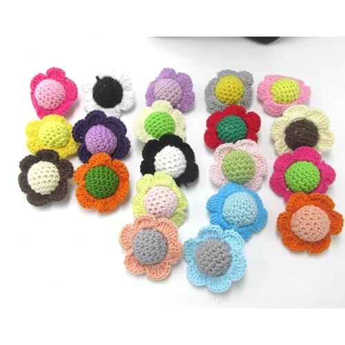 Newest 100% Cotton Crochet Wood Flower Beads can mixed 20 colors