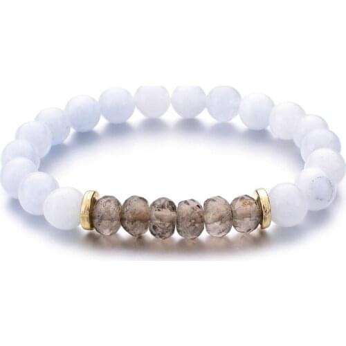 New 8mm Natural Stone Beaded Bracelet Irregular Stone Bracelet Beads Stretch Bracelet Jewelry