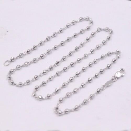 Real Platinum 950 Necklace Womens Chain 2.2mm Carved Bead Rolo Link 17.7''L Gift Neckalce Jewellery