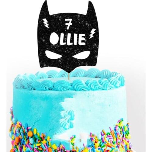 Personalised Super hero glitter cake topper, party birthday custom cake decoration milestones birthday Dessert toothpicks