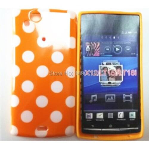 Hot Point Colorful Polka Dots Soft TPU Phone Cover Case For Sony Xperia acr S LT15i/LT18i/X12 Back Skin Cover Phone Case Free