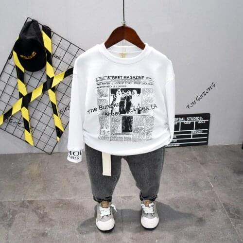 Casual Kids Clothes 2 Piece Set Clothing white Cool Boy T-shirt + jeans Clothing Boys Tracksuit Children Baby boys Clothes set