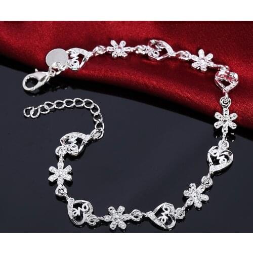 Silver exquisite Charms snowflake for women cute noble bracelet fashion charm jewelry wedding party stamped , LH010