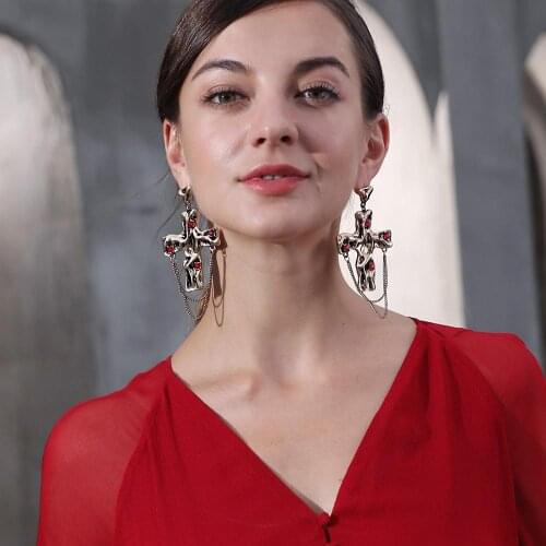 Ancient Alloy Cross Earrings For Women Chain Drop Dangle Earings Fashion Party Jewelry Statement Party Wholesale UKEN