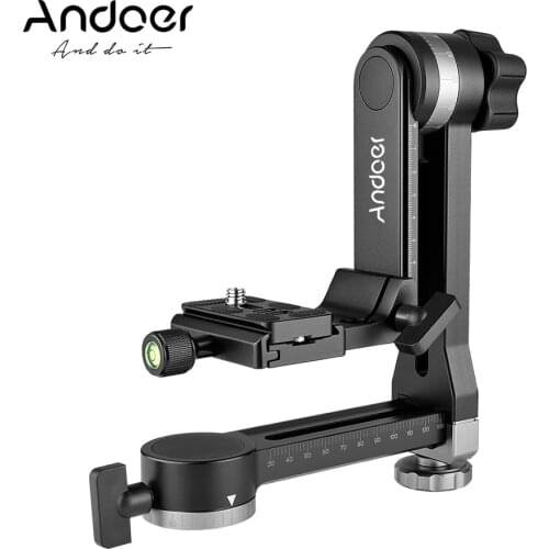 Andoer Heavy Duty 360 Degree Panoramic Gimbal Tripod Head Aluminum Alloy 1/4+3/8 Inch Screw Quick Release Plate for DSLR Cameras