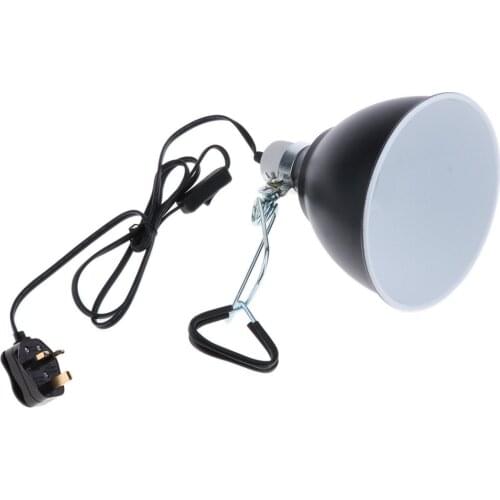 Terrarium Lizard Tortoise Turtle Clamp Heat Lamp Fixture Holder UK Plug