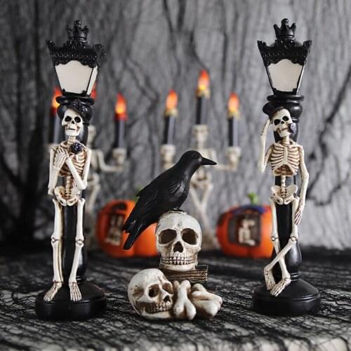 Halloween Decoration LED Skull Skeleton Candle Street Pumpkin Crow Lights Horror Skull Haunted House Party Decorative Ornaments