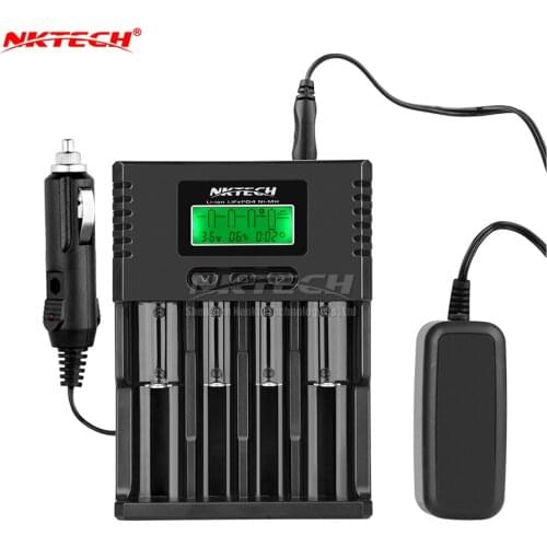 NKTECH H4 Intelligent Battery Charger 4-Slot Car Chargers For Soshine 26650 18650 18500 14500 10440 AA Li-ion Polarity Detection