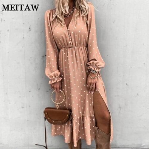 2020 Vintage Muslim Women Long Dress Ladies Summer Spring High Waist Casual Dress Ladies Long Sleeve Ruffles Sundress