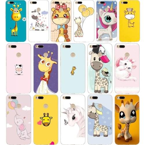 89AA Cartoon giraffe gift Soft Silicone Tpu Cover phone Case for Xiaomi Redmi Mi A1 A2 8 lite