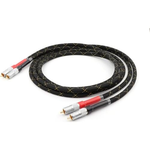 1 pair hi-end PCOCC RCA cable hifi audio RCA to RCA extension cord CD Amplifier Interconnect audio cable