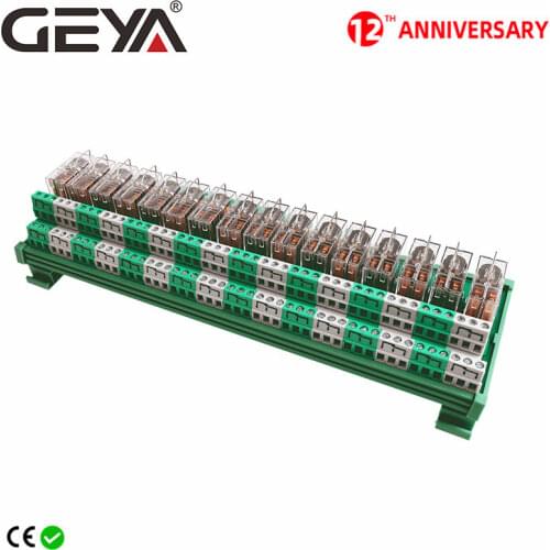 GEYA 2NG2R 16 Channel Omron Relay Module PLC 2NO 2NC 12VDC 24VDC DPDT Relay Replaceable