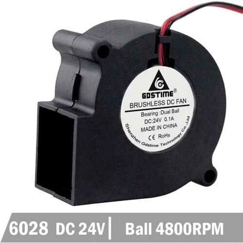 2 Pcs Gdstime 24V Ball Bearing 60mm 6cm 6028 Blower Fan PC Cooler Blower Cooling Fan 60x60x28mm DC Brushless DC Turbo Blower