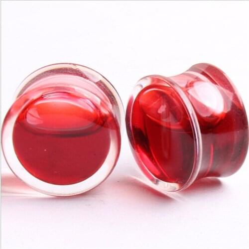 2pcs/lot Acrylic Transparent Ear Gauge Taper Red Color Bone Ear Plug Stretching Kits Flesh Tunnel Expansion Piercing Jewelry
