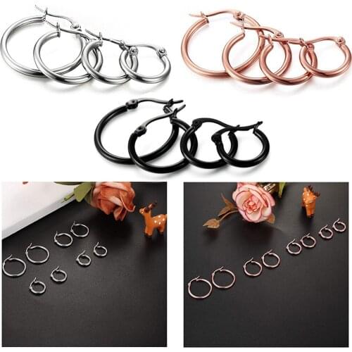 2pcs High Polished Hoop Earrings Click-Top Circle Huggie Ear Studs Sexy Round Cartilage Piercing Helix For Women Jewelry