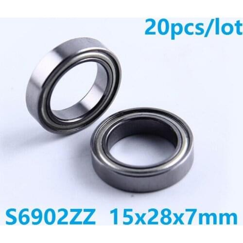 20pcs/lot ABEC-5 S6902ZZ S6902 ZZ ball bearing 15x28x7 mm Stainless Steel Deep Groove Ball Bearing 15*28*7