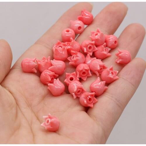 2021 New Natural Coral Red Flower Shaped Through-hole Beads Carved Making Fashion DIY Necklace Bracelet Accessories Gift10pcs