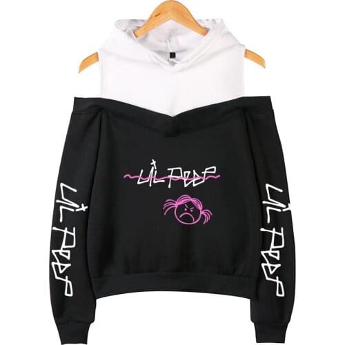 2021 Harajuku Lil Peep Off-the-shoulder Hoodie Girls Sweatshirt Rapper Cry Baby Sweatshirt Fashion Women Pullovers Plus Size