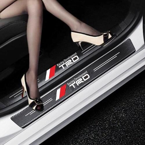 4Pcs Carbon Fiber Car Door Sill Scuff Anti Scratch Sticker for Toyota TRD avensis auris hilux Corolla Accessories