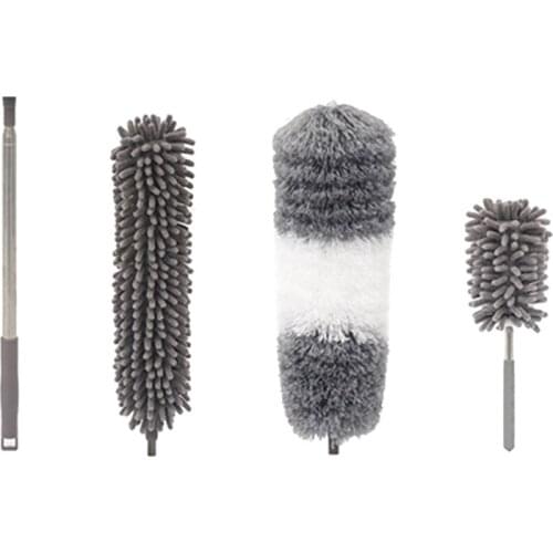 4 in 1 Set Microfiber Dusters with Extension Pole Scratch-Resistant Cover Bendable Washable Detachable Extendable Duster