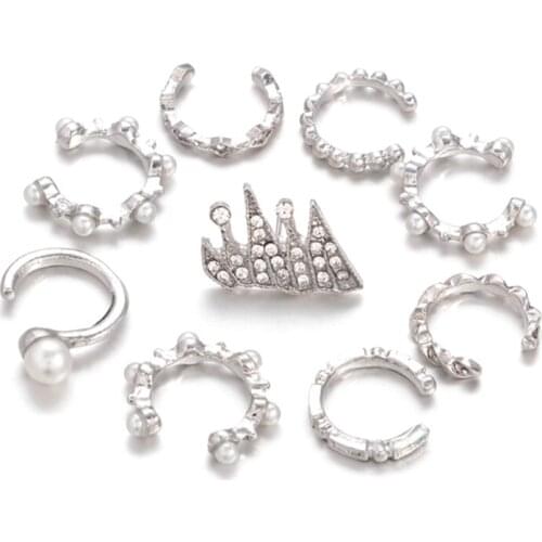 9 Pcs Ear Clips Bohemia Ear Cuffs Earrings Fashion Non-pierced Ears Women Girls