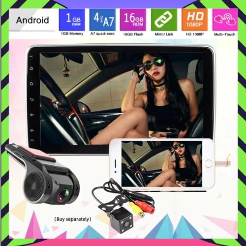 Car Radio 1din 10.1 Inch Android 9.1 2USB 1G+16G 4x45W Bluetooth 5.0 WiFi GPS Navigation 360 Degree Rotating Detachable Player