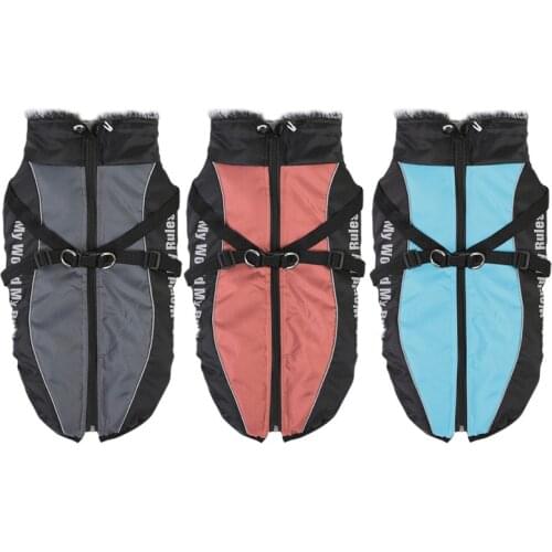 Large Dog Jacket With Harness Winter Warm Padded Pet Clothes For Labrador Waterproof Big Dog Coat French Bulldog Outfit XL-6XL
