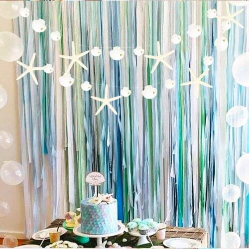 Paper Banner Ocean Mermaid Garland Birthday Decoration Boy Or Girl Baby Shower Wedding Decor Banner Shell Whale DIY Hanging