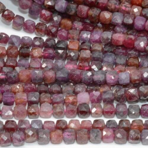 Natural Dark Color Ruby Faceted Irregular Cube Beads 4.2-4.5mm
