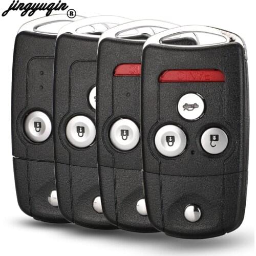 Jingyuqin Remote Key Shell Case For Honda Accord CR-V HR-V Fit City Jazz Odyssey Shuttle Civic 2/3/4 Button Car Keyless Key Case