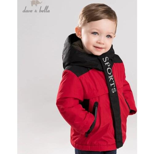 DBJ12518 dave bella winter unisex baby boy girl jacket children fashion outerwear kids hooded zipper coat