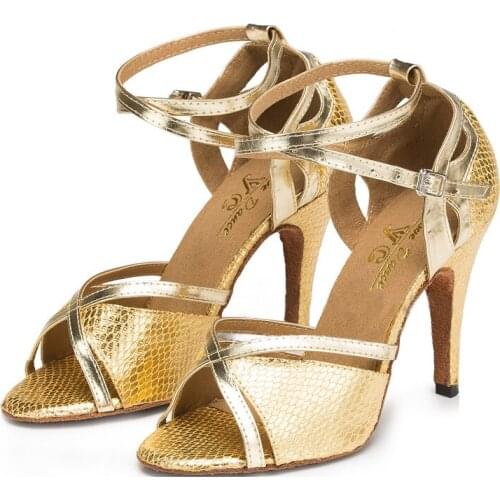 Womens Dance Shoes Latin Ballroom Dance Shoes Gold /Red /Blue Latin Dance Shoes Salsa High Heel 6/7.5/8.5/10cm A128