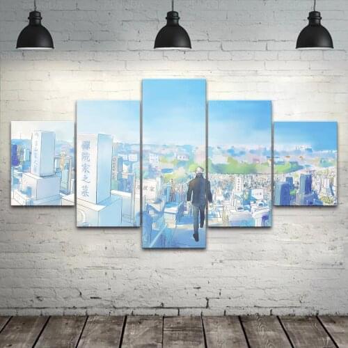 Home Decor HD Prints Gojo Satoru Canvas Painting Modular Jujutsu Kaisen Poster 5 Pieces Wall Art Anime Pictures Restaurant Frame